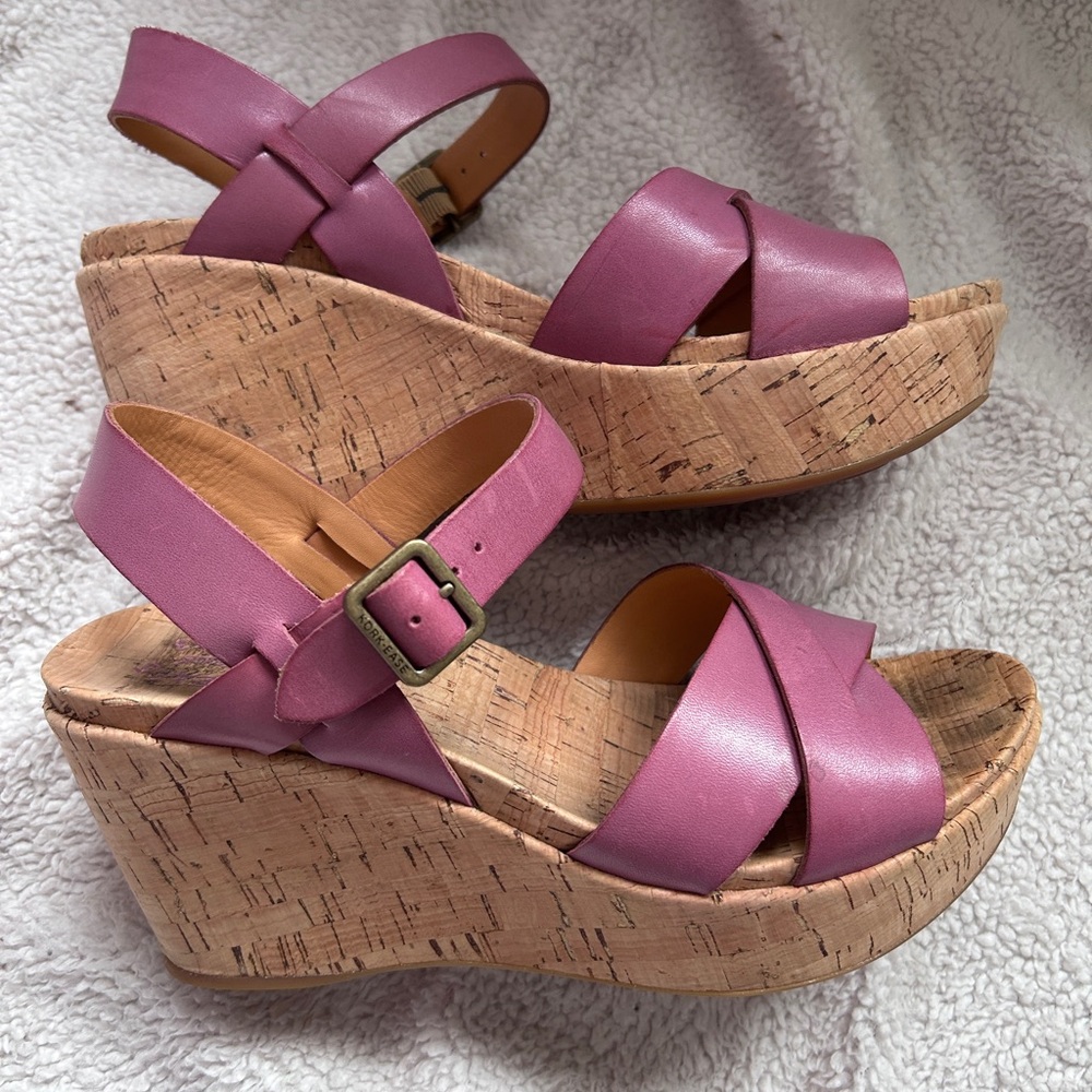 Kork-Ease Purple Wedge Sandals